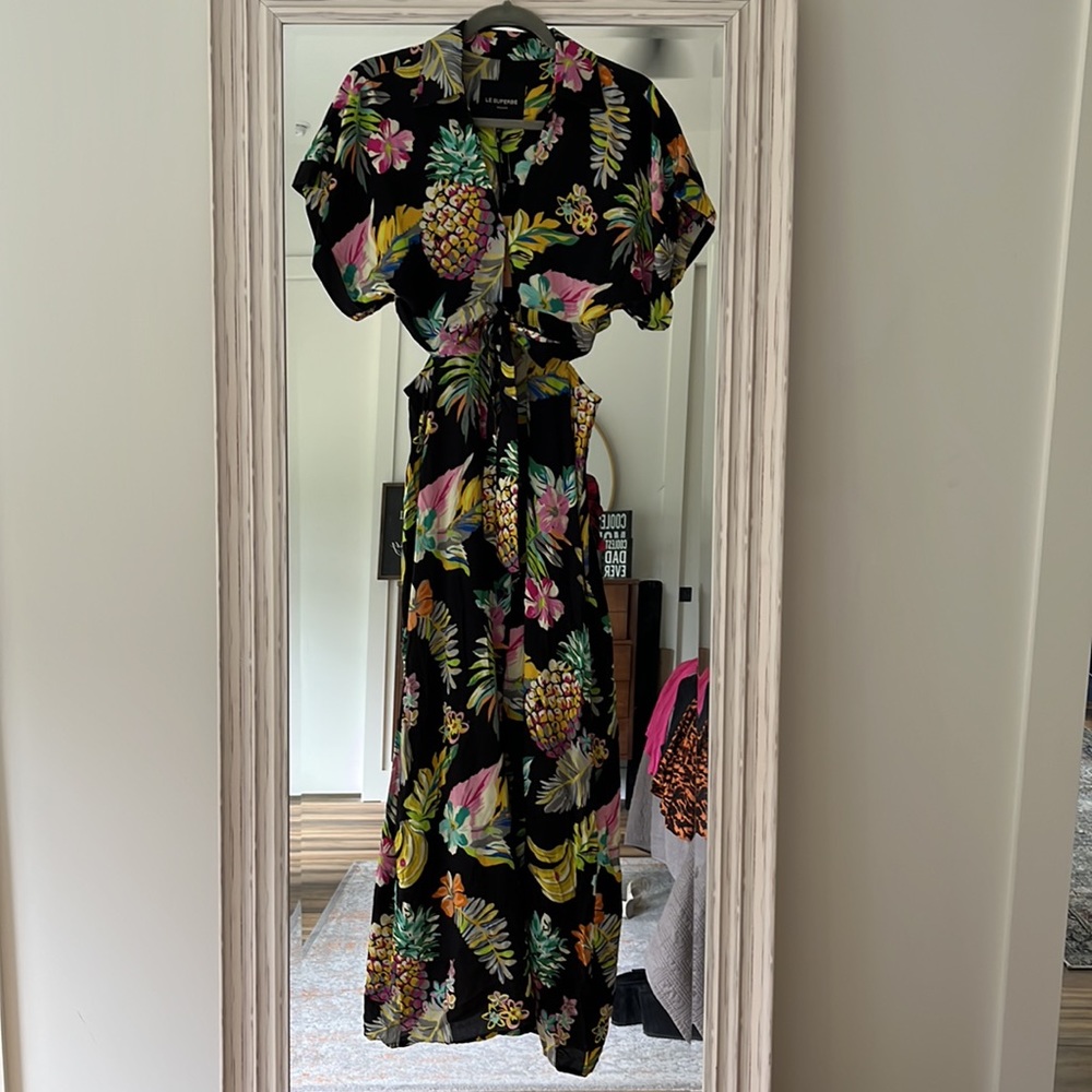 Le‎ Superbe Pineapple Button Up Maxi Dress NWT Size 6 - Picture 10 of 16